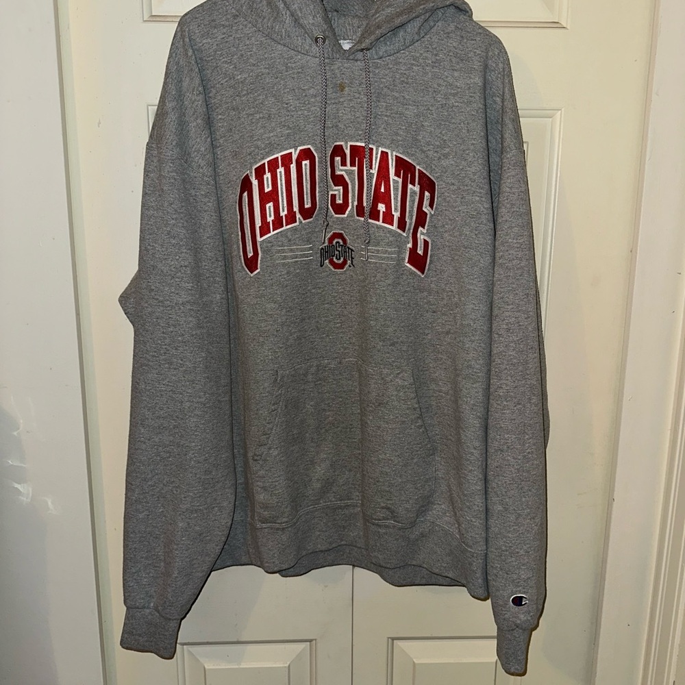 Ohio State Gray Hoodie with Red Accents